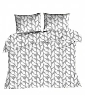Pościel - pościel z bawełny płaskiej 180x200 + 2 poszewki B 84-2 piórka białe na szar - miniaturka - grafika 1