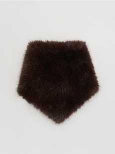Reserved - Szalik ze sztucznego futerka - ciemnobrązowy - Czapki damskie - miniaturka - grafika 1