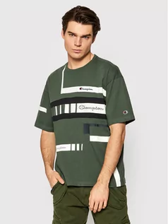 Koszulki męskie - Champion T-Shirt Script Logo 216487 Zielony Custom Fit - grafika 1