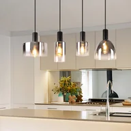 Lampy sufitowe - Vintage lampa wisząca do jadalni w kolorze dymu szarego szkła E27 z regulacją wysokości do salonu - miniaturka - grafika 1