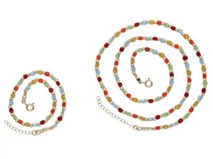 Złoty komplet biżuterii 585 kosteczki kolorowe 8,84g - Zestawy biżuterii dla kobiet - miniaturka - grafika 1