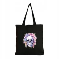 Torby i wózki na zakupy - Eko Torba na ramię Na Zakupy Shopper Torebka Czaszka Kwiaty boho - miniaturka - grafika 1