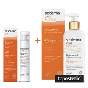 Sesderma C-VIT Radiance Glowing Body Milk + C-VIT Eye Contour Cream ZESTAW Rozświetlające mleczko do ciała 250 ml + Krem pod oczy 15 ml - Zestawy kosmetyków damskich - miniaturka - grafika 1