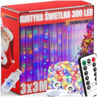 Lampki Kurtyna 3X3 Led 300 Girlanda Świetlna Lampki Wielkolorowa Kolor Rgb - Girlandy - miniaturka - grafika 1