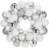 Bombki - Wieniec świąteczny z bombek, wianek na drzwi 34 cm stroik, srebrny UNIWERSALNY - miniaturka - grafika 1