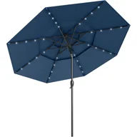 Parasole ogrodowe - Parasol Ogrodowy z 32 Diodami LED, 3 m, Odchylany Parasol Balkonowy z 3-stopniową Regulacją Nachylenia, 8 Żeber, Korba, Ochrona UV (Niebieski) - miniaturka - grafika 1
