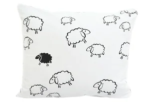 Poszewka z kory 40x40 biała baranki czarne zapinana na zamek 100% bawełna - Pościel - miniaturka - grafika 1