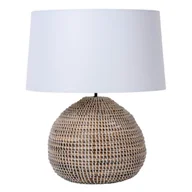 Lampy stojące - Naturalna lampa stołowa Maduka 10550/81/43 Lucide len czarna beżowa biała - miniaturka - grafika 1