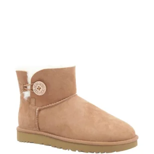UGG Skórzane śniegowce Mini Bailey Button II | z dodatkiem wełny - Śniegowce damskie - miniaturka - grafika 1