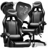 Fotele gamingowe - FOTEL GAMINGOWY BIUROWY OBROTOWY CZARNY KANZA - miniaturka - grafika 1
