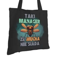 Torby i wózki na zakupy - Torba Bawełniana dla Managera Czarna Na Prezent Ekologiczna Trwały Nadruk - miniaturka - grafika 1