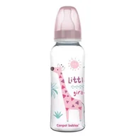 Kubki dla dzieci - CANPOL BABIES Little giraffe Butelka wąska różowa 12m+, 330ml - miniaturka - grafika 1