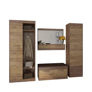 Zestaw Mebli do Przedpokoju 14 Maximus MebloCross Dąb Artisan / Biały Połysk, Eco Beż - Meble do przedpokoju - miniaturka - grafika 1