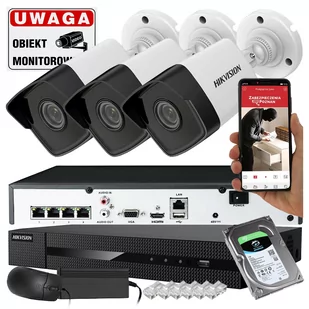 3 kamery do monitoringu domu IP Hikvision IPCAM-B4 4Mpx PoE - Zestawy do monitoringu - miniaturka - grafika 1