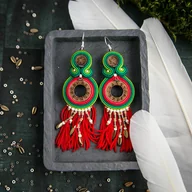 Kolczyki - Zoey L - kolczyki etno, srebro - miniaturka - grafika 1