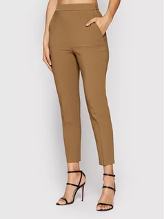 Spodnie damskie - Elisabetta Franchi Spodnie materiałowe PA-038-22E2-V240 Brązowy Slim Fit - grafika 1