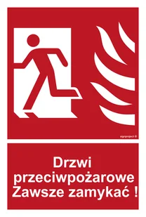 BC055 DRZWI PRZECIWPOŻAROWE. ZAWSZE ZAMYKAĆ! LEWOSTRONNE, FN - FOLIA SAMOPRZYLEPNA; (200X296MM) - Systemy ekspozycyjne i znaki informacyjne - miniaturka - grafika 1
