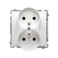 Gniazdka elektryczne - LEDart podwójne z uziemieniem białe BMG2ZM.01/11 Kontakt-Simon Basic - miniaturka - grafika 1