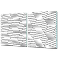 Deski do krojenia - Wytrzymała Deska Kuchenna ze Szkła Hartowanego - 2x 40x52 cm - Szare geometryczne kostki 3D - miniaturka - grafika 1
