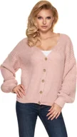 Swetry damskie - PeeKaBoo Damski krótki sweter oversize Sarkad Jasnoróżowy Uniwersalny - miniaturka - grafika 1