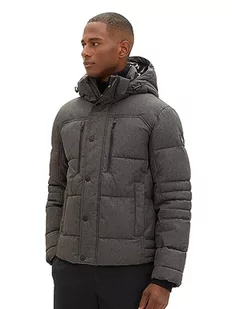 TOM TAILOR Męska kurtka zimowa z odpinanym kapturem, 28007-Grey Garment Dye Structure, XXL - Kurtki męskie - miniaturka - grafika 1