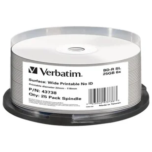 Verbatim BD-R BLU-RAY 25GB 6x WIDE PRINT. 25 43738 VBDRP610 - Nośniki danych - miniaturka - grafika 1