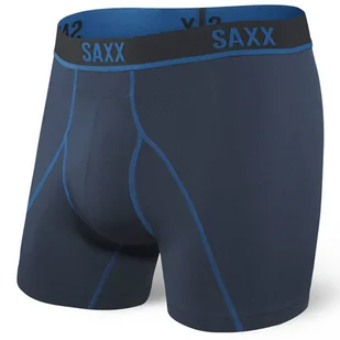 Bokserki do biegania męskie sportowe SAXX KINETIC HD Boxer Brief - granatowe z niebieskimi szwami - Majtki męskie - miniaturka - grafika 1