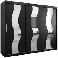 Szafy - Szafa przesuwna trzydrzwiowa garderoba z lustrem i półkami Sewilla 250 artisan sonoma czarna biała - miniaturka - grafika 1