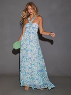 Sukienki - LA Angels Sukienka w kolorze niebiesko-kremowym - miniaturka - grafika 1