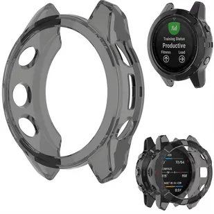 Silikonowe Ochronne Etui Do Garmin Fenix 7X Case Nakładka Obudowa Pokrowiec Czarny Transparentny - Akcesoria do smartwatchy - miniaturka - grafika 1