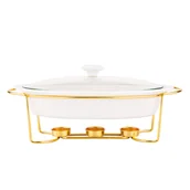 Naczynia żaroodporne - Lumarko Lumarko Naczynie Do Serwowania Owalne 1,4 L Na Podgrzewaczu W Kolorze Złotym! 020101228 Alt - miniaturka - grafika 1