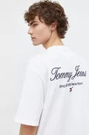 Koszulki męskie - Tommy Jeans t-shirt bawełniany męski kolor biały z aplikacją - miniaturka - grafika 1