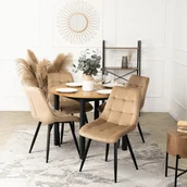 Krzesła - Zestaw 4x Krzesło Tapicerowane do Jadalni RIO Beżowe Welurowe Nowoczesne Loft - miniaturka - grafika 1