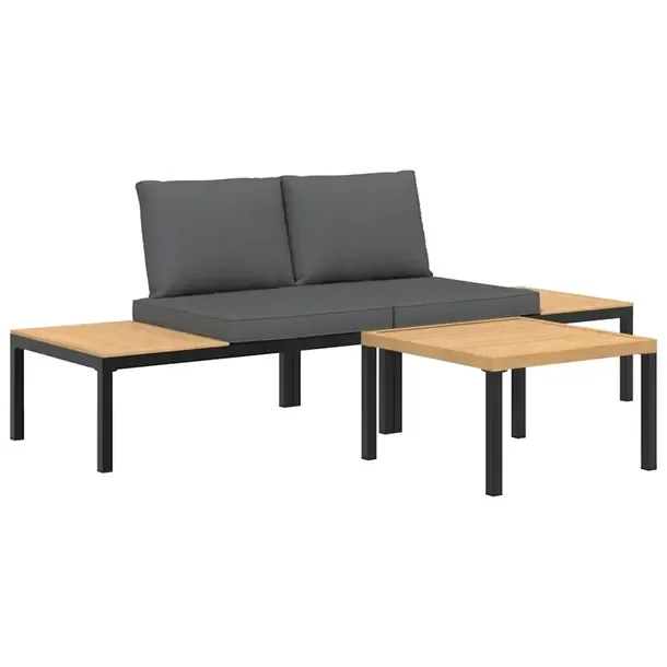Modułowy zestaw wypoczynkowy czarny z poduszkami, 110 x 73 x 73 cm