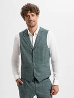 Kamizelki męskie - Finshley & Harding Męska kamizelka garniturowa Mężczyźni Regular Fit zielony|szary wzorzysty, 48 - miniaturka - grafika 1