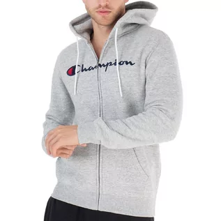 Bluzy sportowe męskie - Bluza Champion Embroidered Full Zip Fleece Hoodie 219205-EM021 - szara - grafika 1