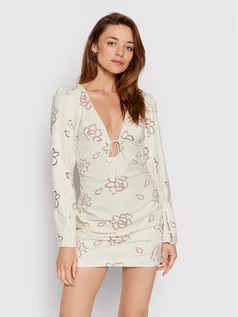 Sukienki - Renee For Love & Lemons Sukienka koktajlowa CD2643 Beżowy Slim Fit - grafika 1