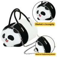 Maskotki i pluszaki - Pluszowa Torba Panda Uchwyty Metalowy Łańcuszek Czarno Biała 20cm LEAN Toys - miniaturka - grafika 1