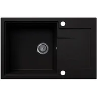 Zlewozmywaki - EOS Zlewozmywak granitowy jednokomorowy z ociekaczem DURAN czarny brokat złoty - miniaturka - grafika 1