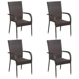 vidaXL Sztaplowane krzesła ogrodowe, 4 szt., polirattan, brązowe - Fotele i krzesła ogrodowe - miniaturka - grafika 1