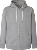 Bluzy męskie - Pepe Jeans męska bluza na zamek błyskawiczny - EDWARD ZIP, bluza, bawełna, zamek błyskawiczny, logo, kaptur, jednolity kolor szary XL - miniaturka - grafika 1