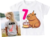Koszulki dla dziewczynek - Koszulka dla dziewczynki na 7 urodziny z imieniem - miniaturka - grafika 1