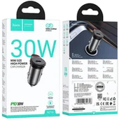 Ładowarki samochodowe - HOCO ładowarka samochodowa Typ C PD QC 30W NZ16 szara - miniaturka - grafika 1