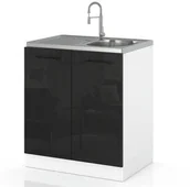 Szafki kuchenne - szafka kuchenna dolna pod zlewozmywak modułowa 60cm spremium czarny połysk - miniaturka - grafika 1