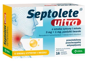 KRKA Septolete Ultra o smaku cytryny i miodu - 16pastyl. - Przeziębienie i grypa - miniaturka - grafika 1