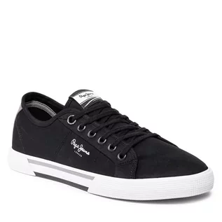 Trampki damskie - Pepe jeans Tenisówki Brady Men Basic PMS30816 Black 999 - grafika 1