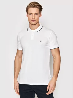 Koszulki męskie - Wrangler Polo Pique W7D5K4XW1 Biały Regular Fit - grafika 1