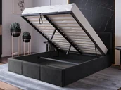 Łóżka - Łóżko tapicerowane z pojemnikiem 120x200 TOP line 7 Velvet Czarny - miniaturka - grafika 1