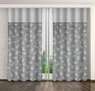 Zasłony - Zasłona gotowa na żabki, 140x270, szara w liście, ZMHB-05 - miniaturka - grafika 1