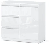 Komody - Komoda Biała Połysk Agnes Z 3 Szufladami Młodzieżowa 80cm Sypialnia Salon - miniaturka - grafika 1